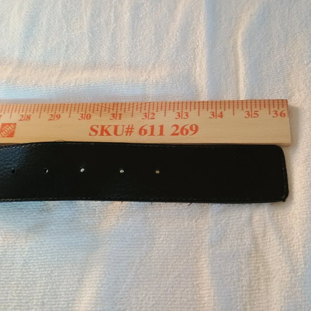 Women Sz Medium Leather Wide Belt Black Metal Deco Statement Bold Vintage Preppy